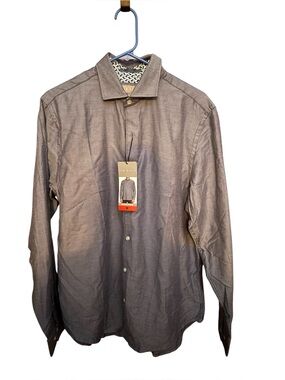 Ted Baker Mens Blue Woven Button Down Shirt